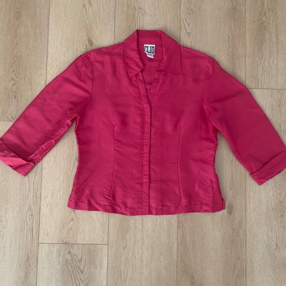 Vintage CLIO Silk Blouse Plum Berry Color Size 12 Elegant Work Shirt - Picture 8 of 15
